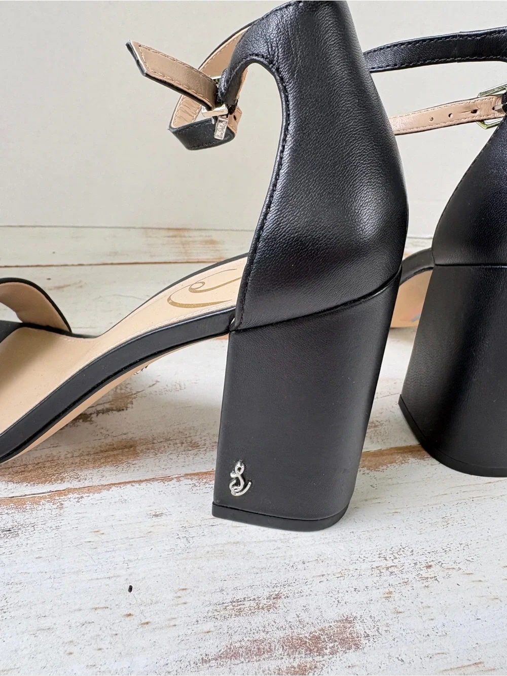 Sam Edelman Daniella block heel sandals black leather party formal sz 7 EUC